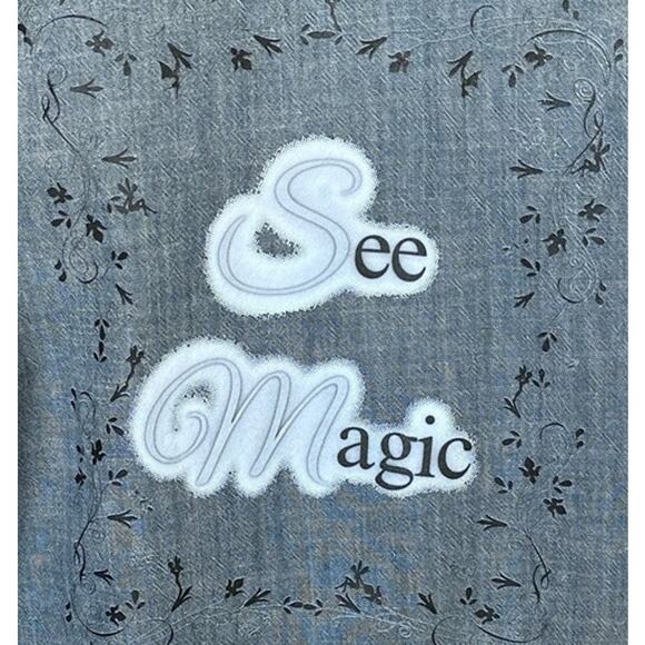 See the Magic Denim Tunic Shirt MEDIUM Overdye Oversize Unique Upcycled Chambray - Picture 2 of 9